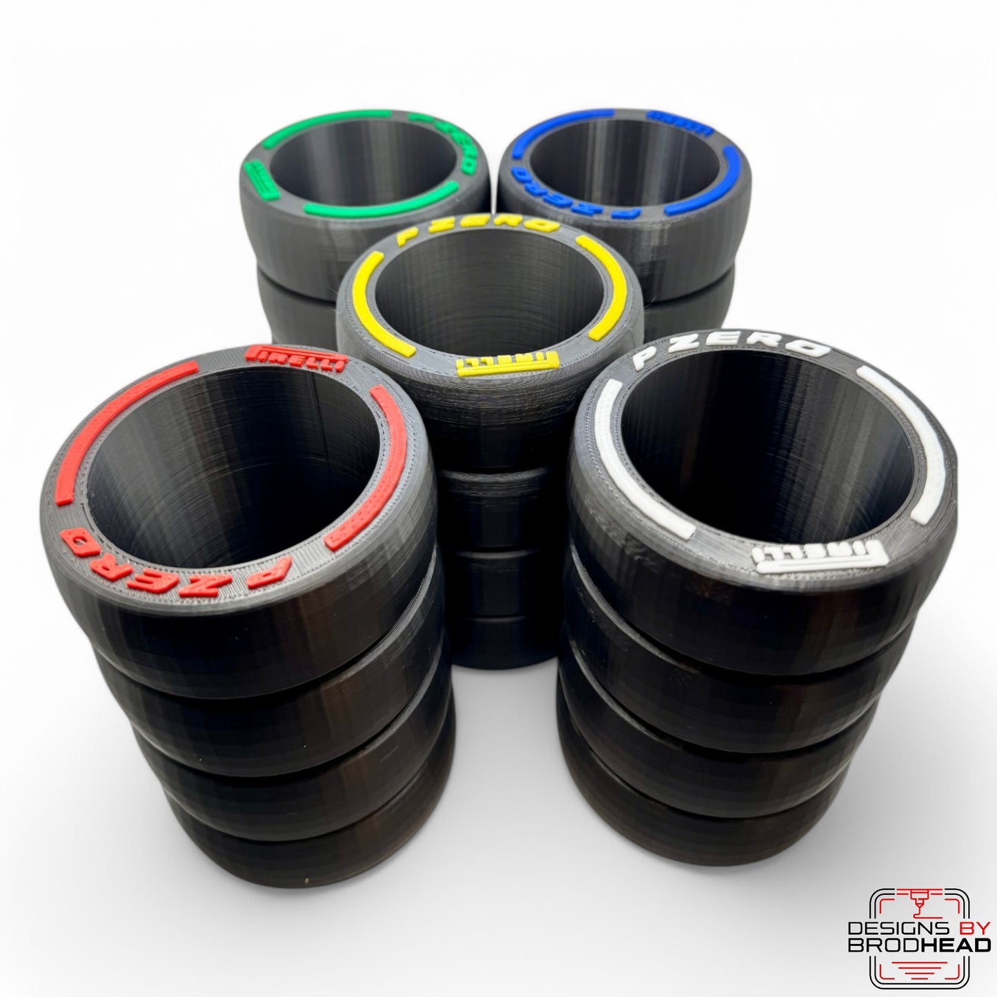 F1 Tyre Stack Can Koozie – 3D Printed Racing Drink Holder for 12 oz & Slim Cans