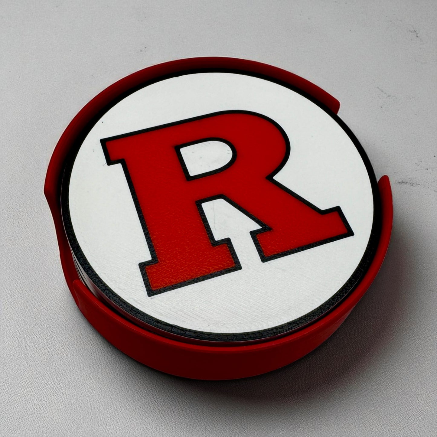 Rutgers Coaster Set with Holder β Non-Slip, Food-Safe, Perfect for Scarlet Knights Fans!