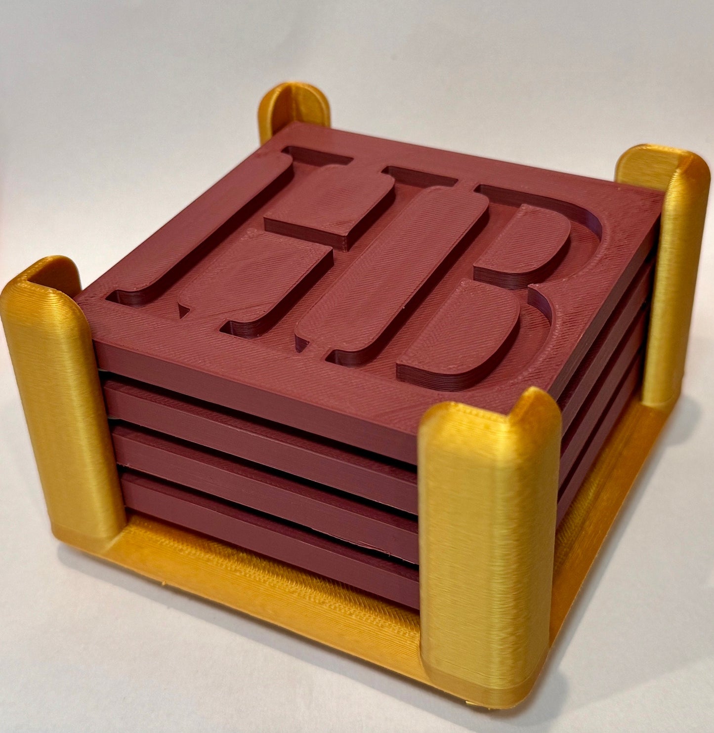 Holy Bass 3D-Printed Coaster Set with Holder β Non-Slip, Food-Safe, Perfect for Percussion Fans!