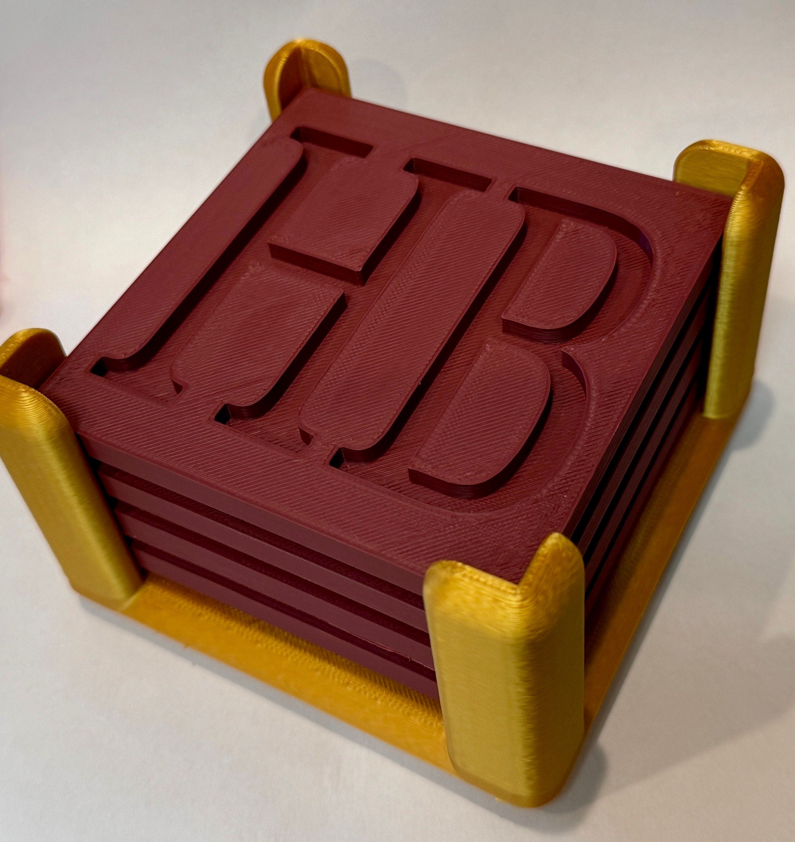 Holy Bass 3D-Printed Coaster Set with Holder – Non-Slip, Food-Safe, Perfect for Percussion Fans!