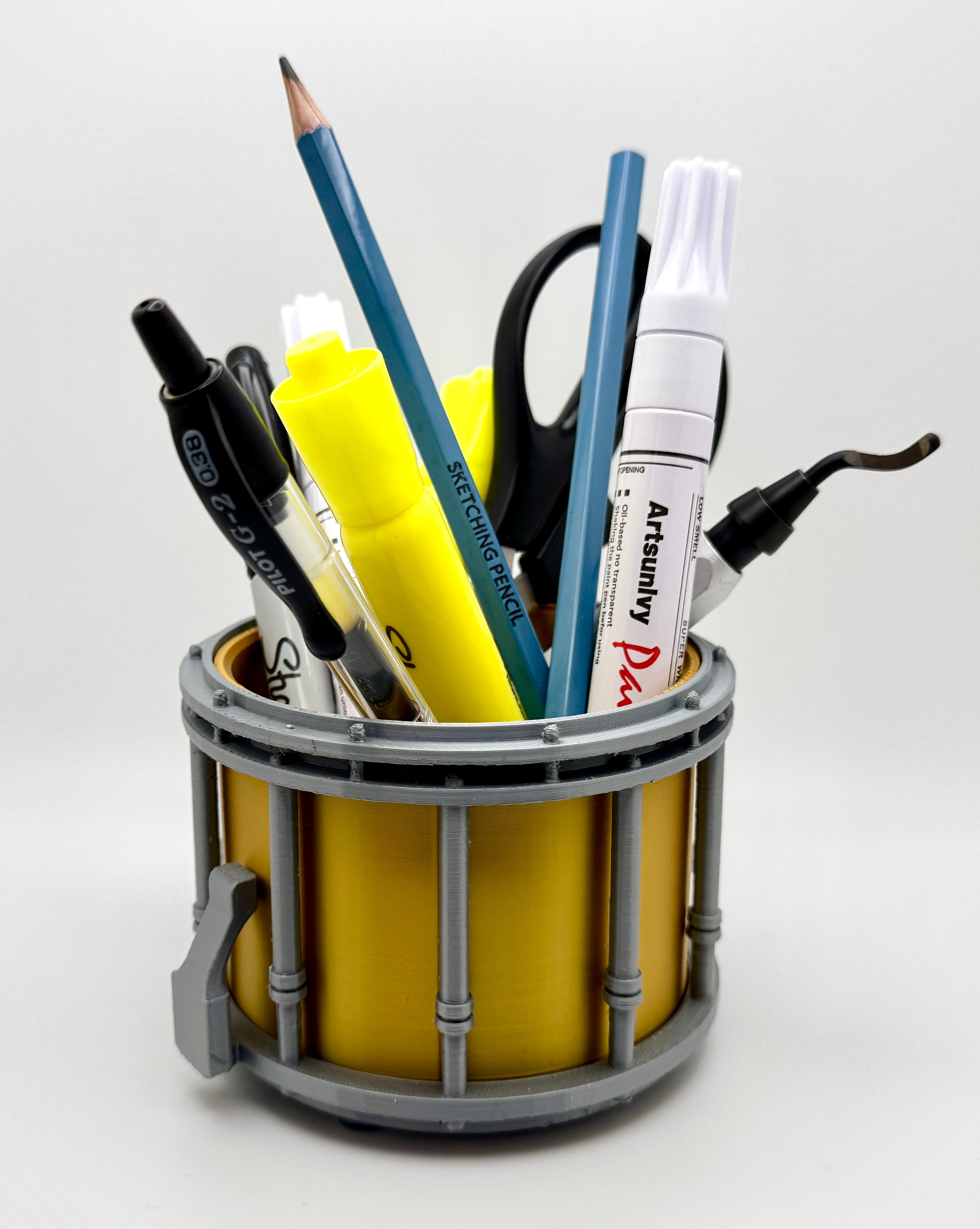 Snare Drum Décor & Desk Organizer – 2-in-1 Customizable Pencil Holder with Interchangeable Inserts - 21+ Colors Available