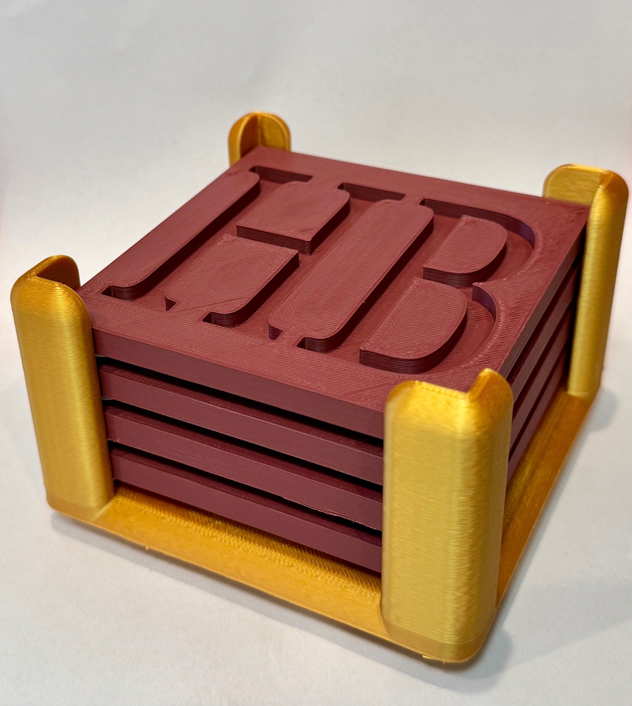 Holy Bass 3D-Printed Coaster Set with Holder – Non-Slip, Food-Safe, Perfect for Percussion Fans!
