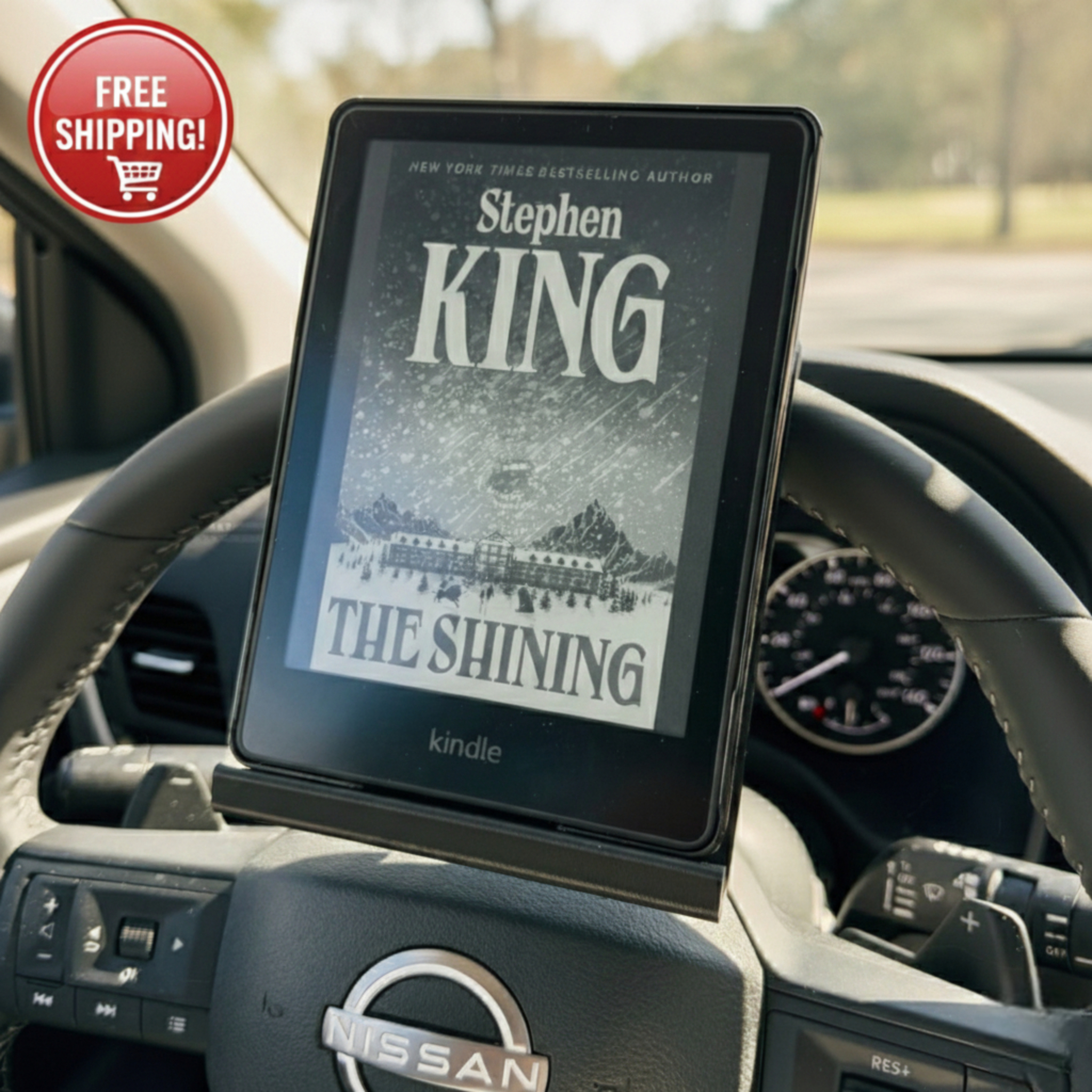 Steering Wheel Tablet & Kindle Holder – Hands-Free Car Mount for Reading, Work & Journaling (Parked Use Only)