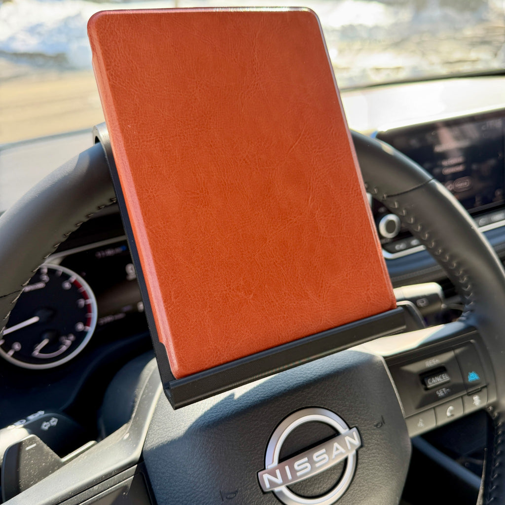Steering Wheel Tablet & Kindle Holder – Hands-Free Car Mount for Reading, Work & Journaling (Parked Use Only)