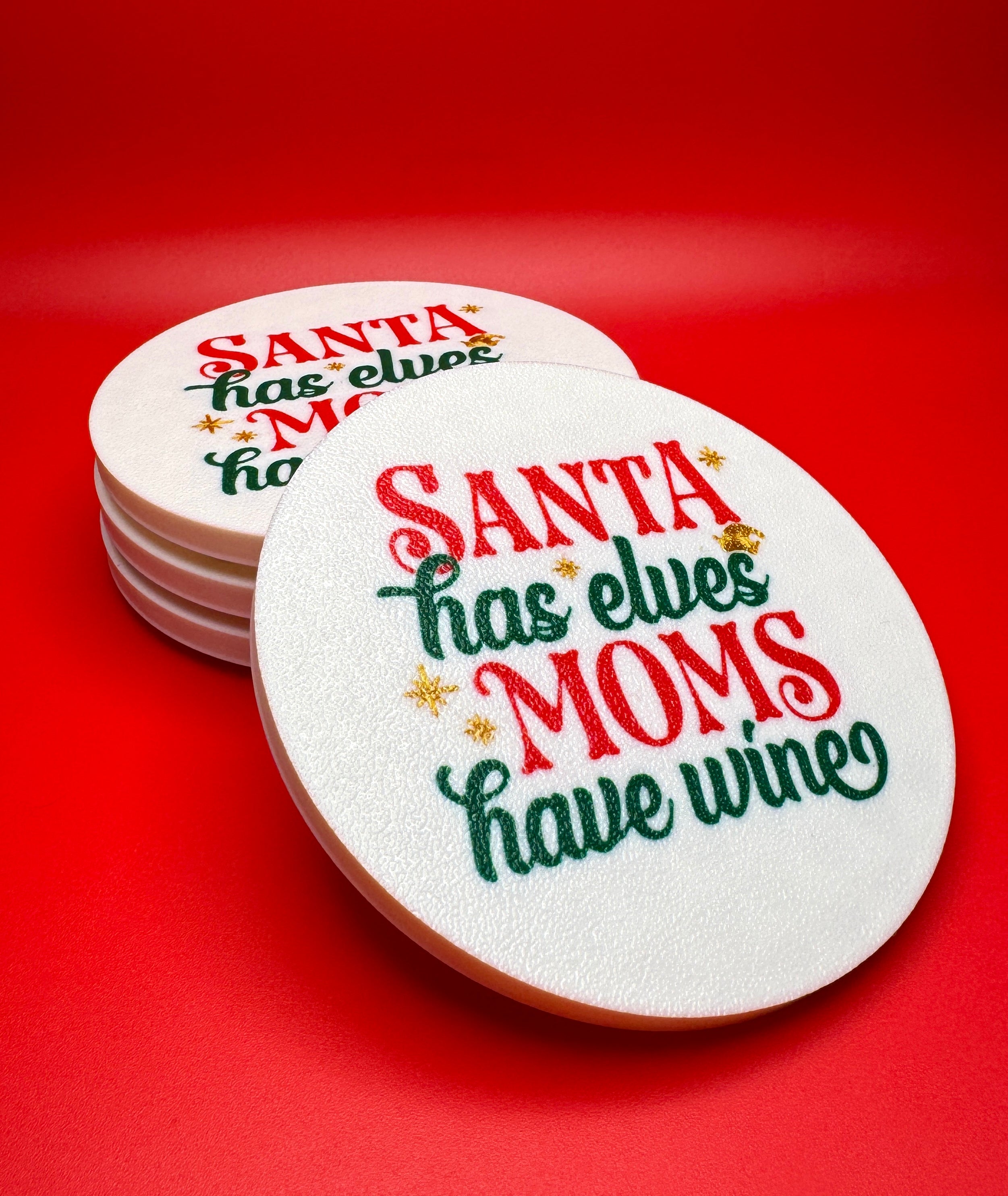 Funny Christmas Coasters with Holiday Drinking Quotes - Festive Drink Décor | Set of 4
