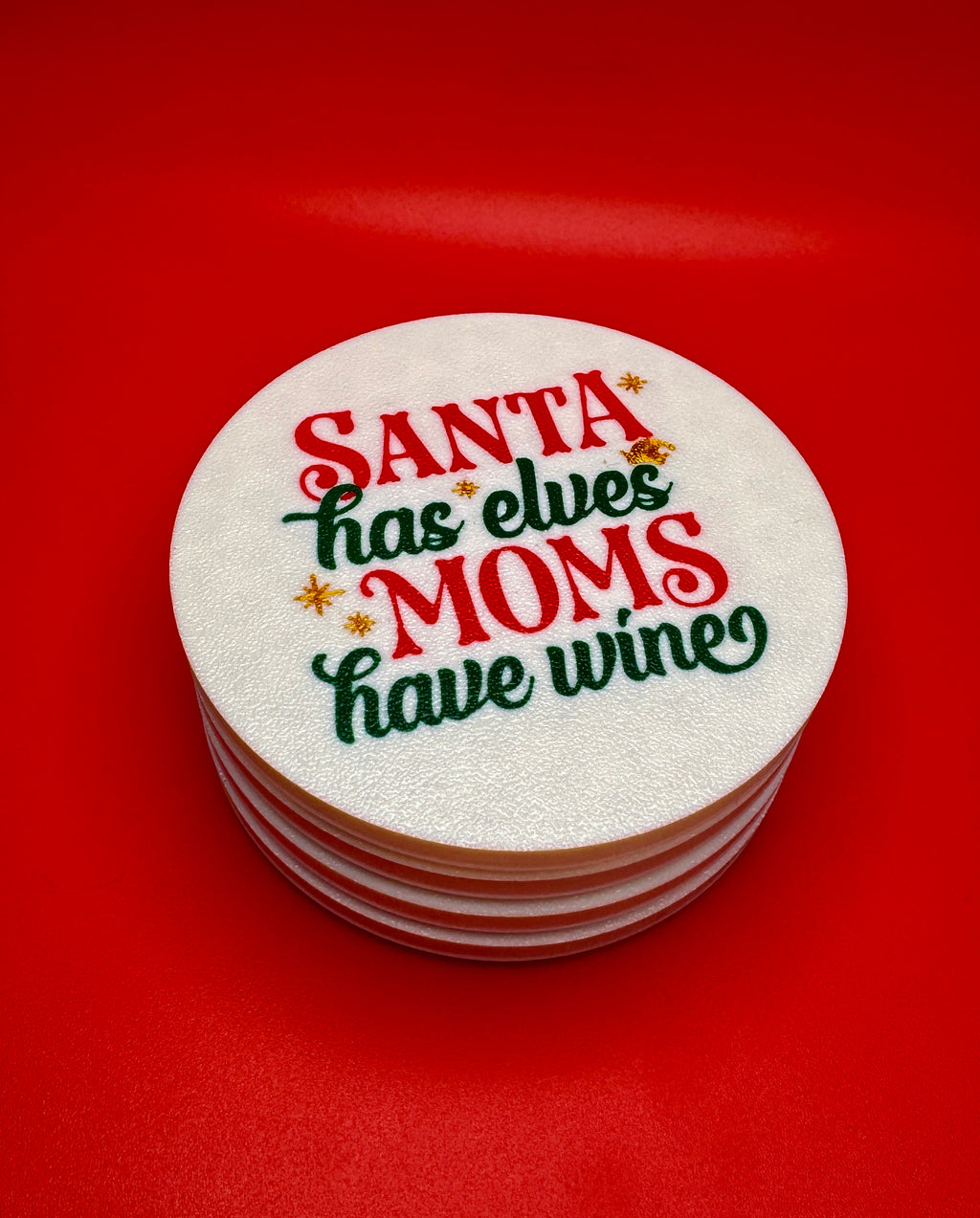 Funny Christmas Coasters with Holiday Drinking Quotes - Festive Drink Décor | Set of 4