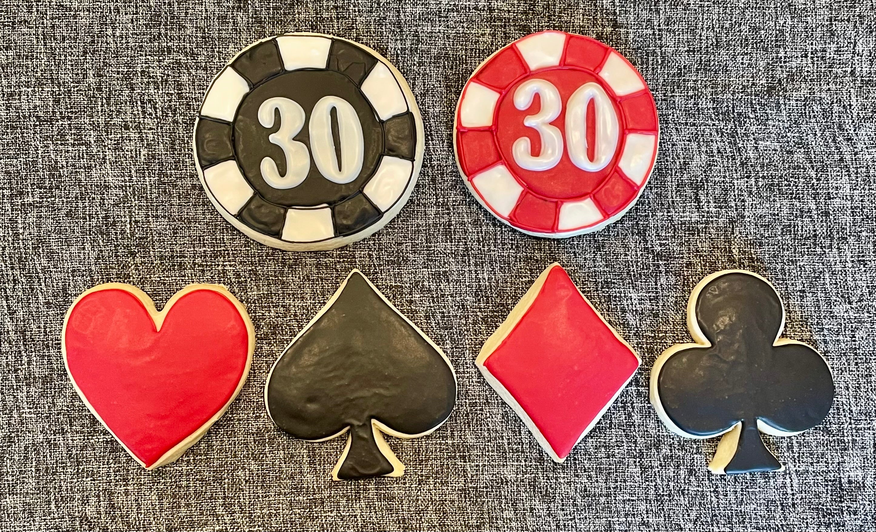 Poker Night Cookie Cutter Set – 5-Piece Card Suit & Poker Chip Cutters (Food-Safe PLA)