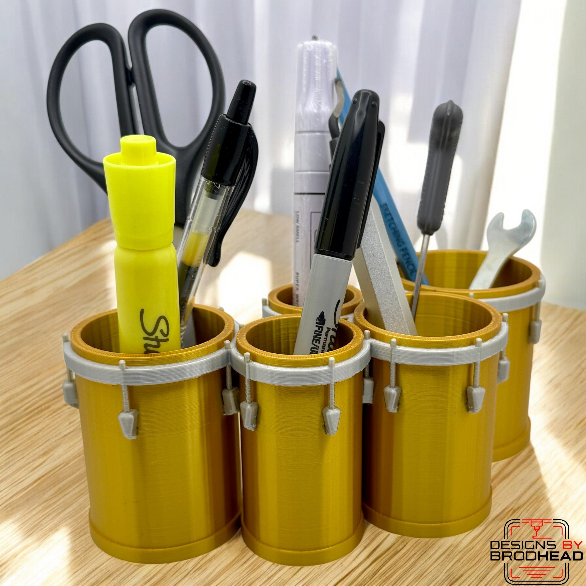 Marching Tenor Drum Desk Organizer – 3D Printed Pencil Holder for Drummers