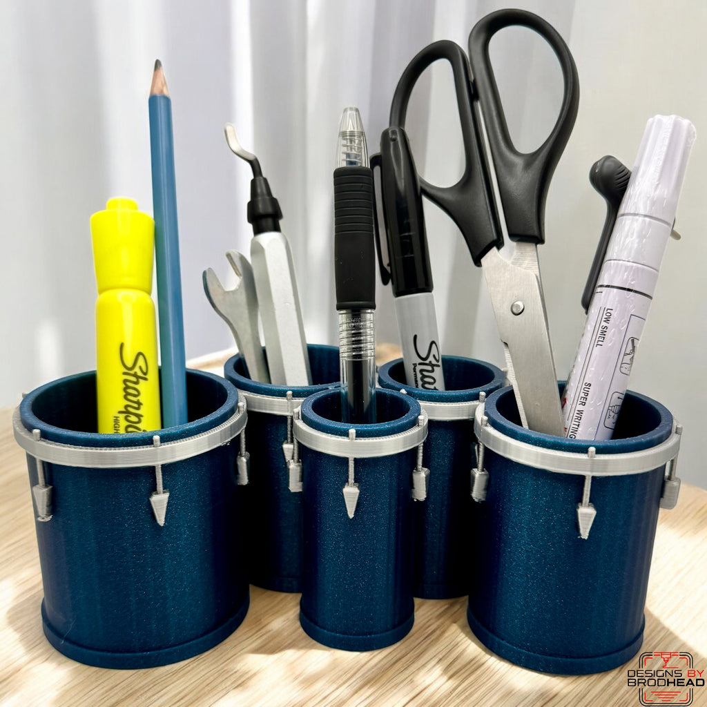 Marching Tenor Drum Desk Organizer – 3D Printed Pencil Holder for Drummers