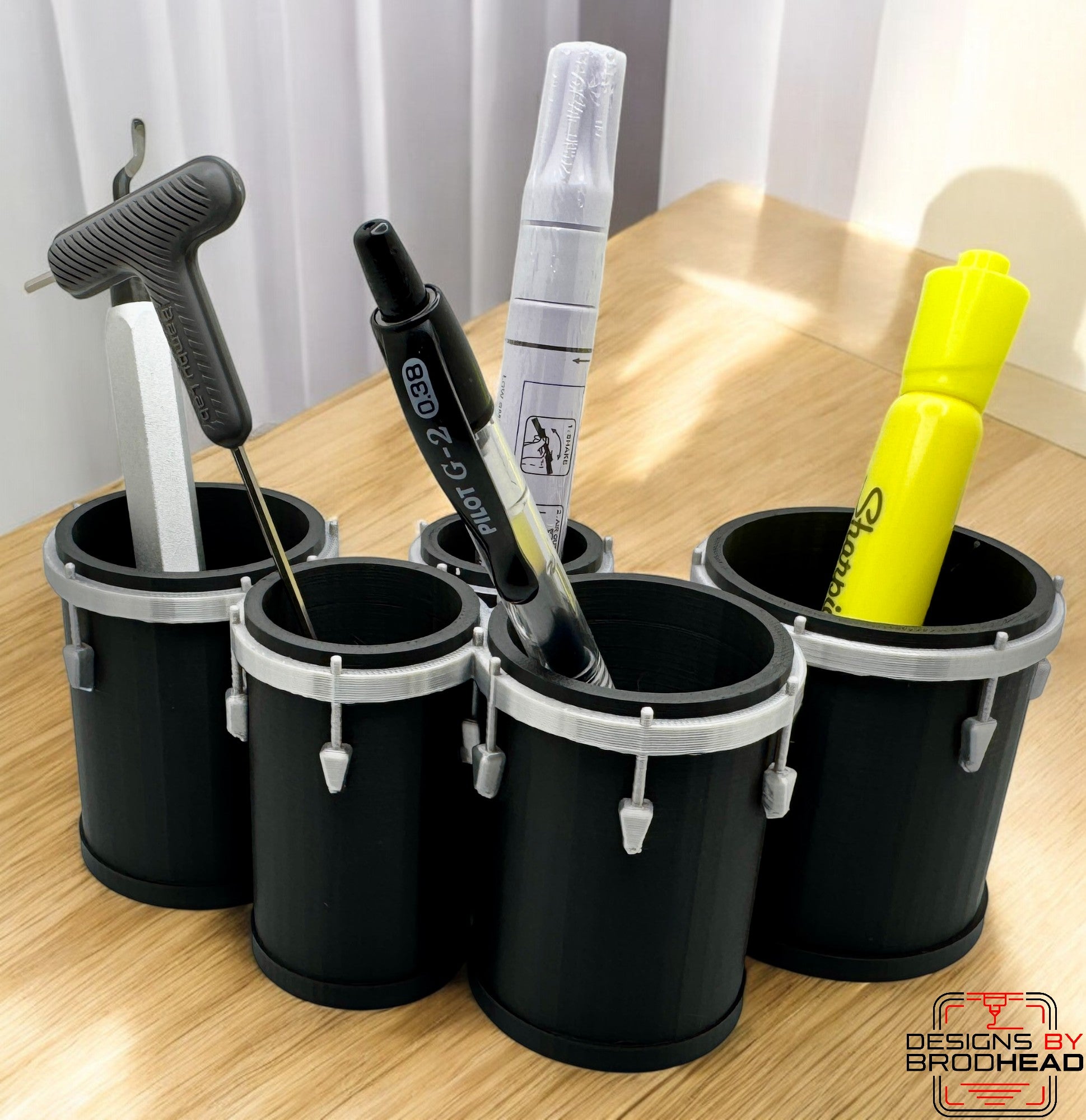 Marching Tenor Drum Desk Organizer – 3D Printed Pencil Holder for Drummers