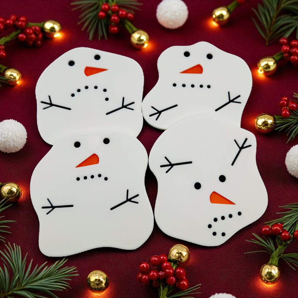 Melted Snowman Coaster Set – Christmas Decoration & Winter Home Décor (Set of 4)