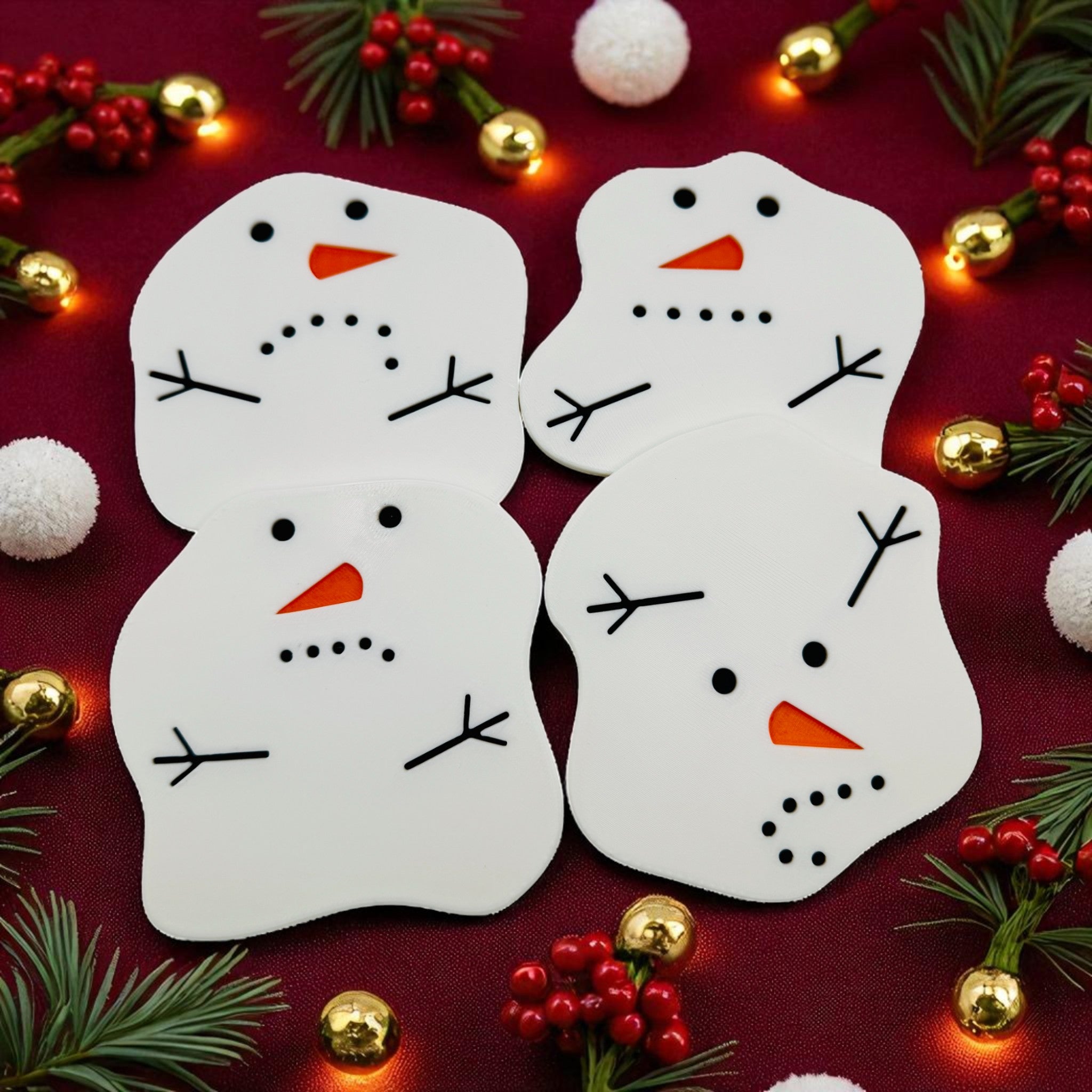 Melted Snowman Coaster Set – Christmas Decoration & Winter Home Décor (Set of 4)
