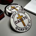 Holy Name Cadets Patch Coaster Set with Holder – Coasters for Drum Corps Fans