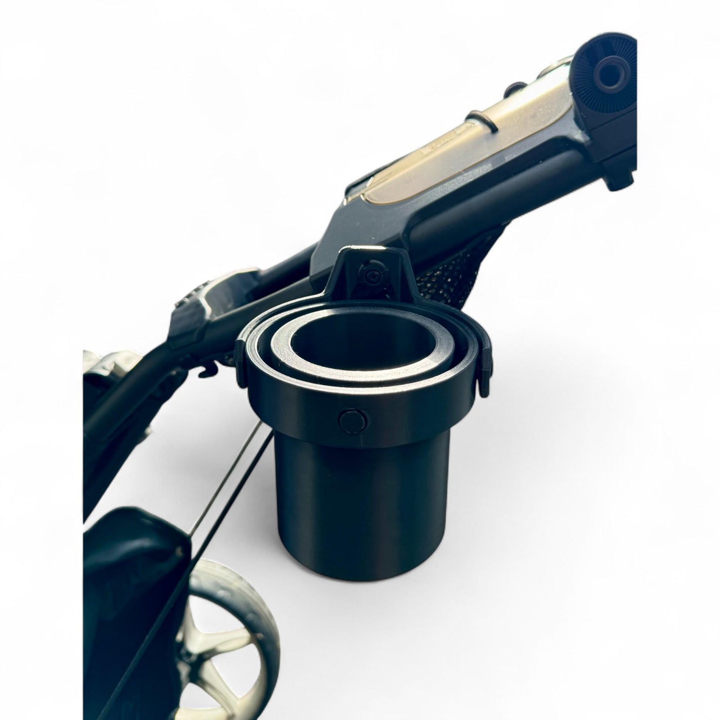 Golf Push Cart Cup Holder Gimbal: Stabilized DrinkLock for CaddyTek/Clicgear