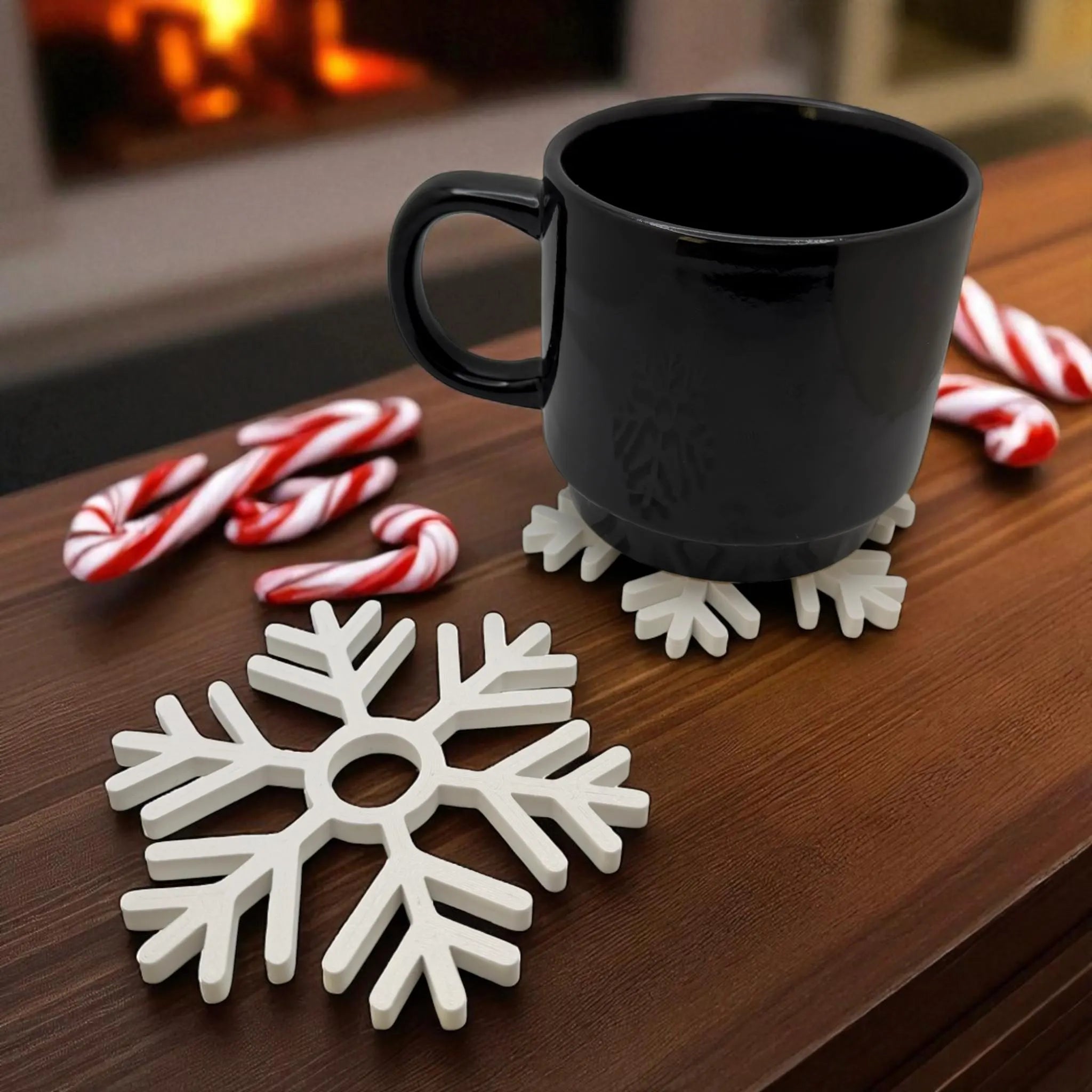 Snowflake Coasters Set: Matte, Hosting Accessories, Winter Holiday Table Decor